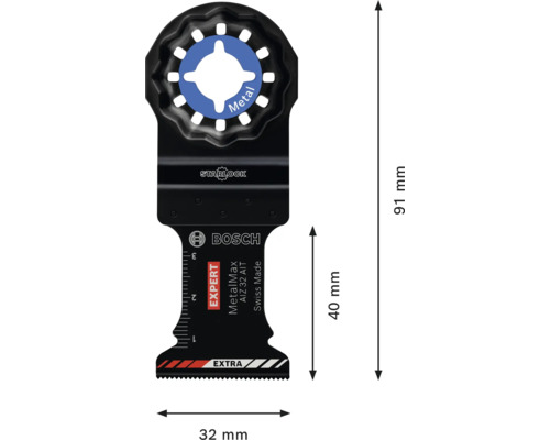 Bosch Expert MetalMax AIZ 32 AIT Tauchsägeblatt für Multitool, Starlock Aufnahme, 32 Millimeter Breite, 40 Millimeter Schnitttiefe, 91 Millimeter