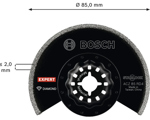 Bosch Expert Starlock Segment-Sägeblatt ACZ 85 RD4 mit Diamantbeschichtung für Mineralwerkstoffe und Fliesen mit 85 Millimeter Durchmesser