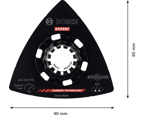 Bosch Expert AVZ 90 RT6 Delta Schleifplatte Starlock 90 Millimeter für Multifunktionswerkzeug