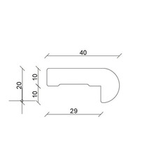 Technische Zeichnung eines Treppenkantenprofils mit Maßen in Millimetern.