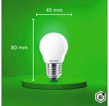 Philips LED Tropfenlampe mit E27 Sockel, 45 Millimeter Durchmesser und 80 Millimeter Höhe (Image AI modified or generated)