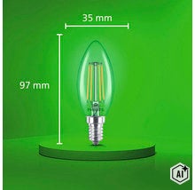 Philips LED Filament Kerzenlampe E14 mit 35 Millimeter Durchmesser und 97 Millimeter Gesamthöhe (Image AI modified or generated)