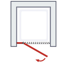 Schematische Darstellung eines Fensters mit Drehfunktion und Pfeil zur Verdeutlichung der Öffnungsrichtung