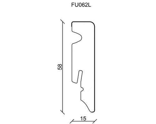 Profilleiste FU062L mit den Maßen 58 x 15 Millimeter.
