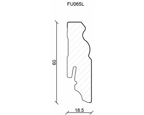 Profilleiste Querschnitt mit Maßangaben 60 x 18,5 Millimeter