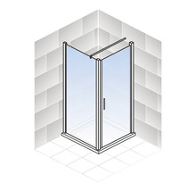 Drehtür mit Seitenwand Schulte ExpressPlus Alexa Style 2.0 900x900x1920 mm Dekorglas Depoli Light aluminium mit schmutzabweisender Glasbeschichtung