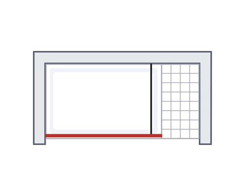 Querschnitt durch eine Duschkabine mit Schiebetür