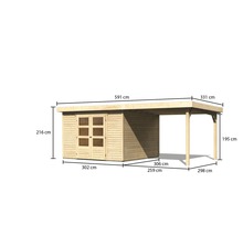Abmessungen eines Gartenhauses mit Carport