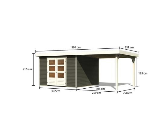 Abmessungen Gartenhaus mit Carport