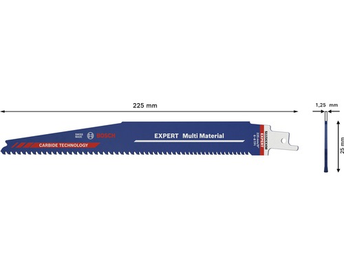 Bosch EXPERT Multi Material Säbelsägeblatt, 225 mm Länge