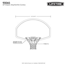 Technische Zeichnung eines Basketballkorbs mit den Maßen 111,7 Zentimeter beziehungsweise 44 Zoll