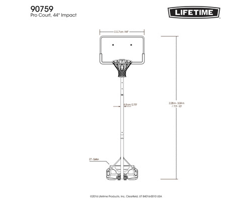 Maße eines transportablen Basketballkorbs