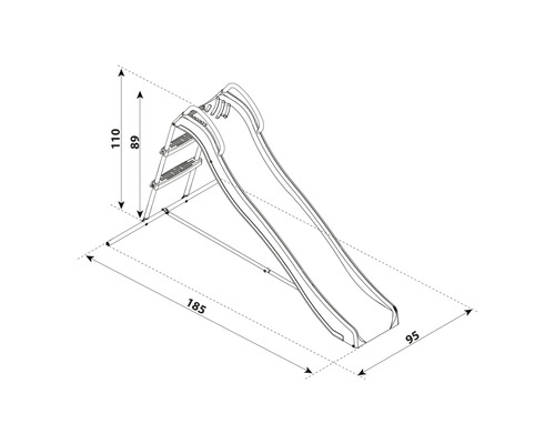 Abbildung einer Kinderrutsche mit Größenangaben