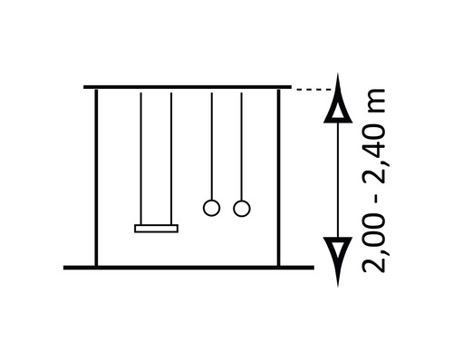 Illustration einer Schaukel mit einer Höhe von 2,00 bis 2,40 Meter