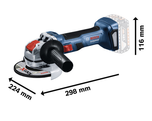 Bosch Professional Akku Winkelschleifer mit Abmessungen