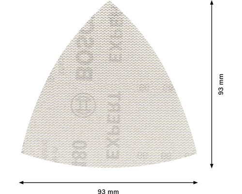 Dreieckschleifpapier mit einer Kantenlänge von 93 mm.