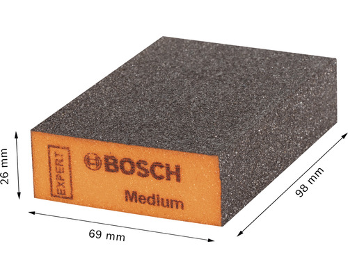Schleifklotz von Bosch Expert, Körnung Medium, Abmessungen 98 mal 69 mal 26 Millimeter