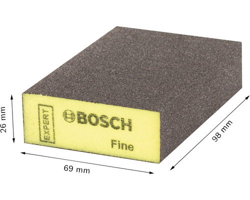Schleifschwamm mit feiner Körnung und den Maßen 98 mm x 69 mm x 26 mm.