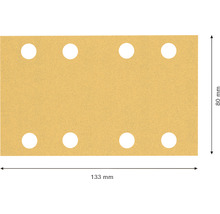 Schleifpapier mit acht Löchern, 133 mal 80 Millimeter