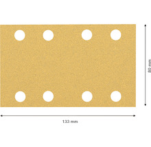Schleifpapierblatt mit acht Löchern, 80 x 133 Millimeter