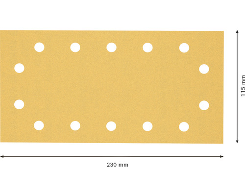 Schleifpapier mit Lochung, Abmessungen 230 mm x 115 mm