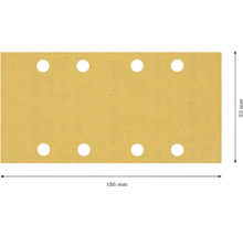 Schleifpapier mit acht Löchern und den Maßen 93 mm mal 186 mm