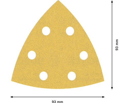 Dreieckschleifpapier mit 6 Löchern, 93 mm