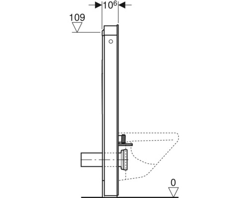Technische Zeichnung eines Vorwandelements mit Maßangaben