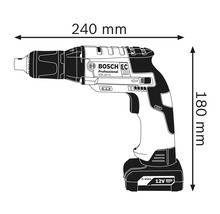 Abbildung eines Schraubers mit Maßangaben: 240 Millimeter Länge und 180 Millimeter Höhe