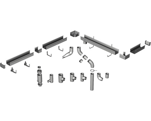 Überblick über Dachrinnen-Zubehörteile