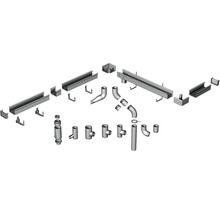 Dachrinnen-Komplettset mit Dachrinnen, Ecken, Rohren und Zubehör