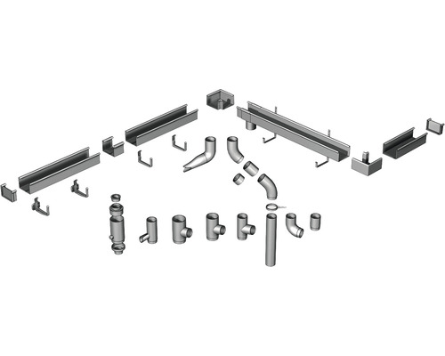 Verschiedene Entwässerungsrinnen und Zubehörteile