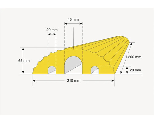 Illustration eines Rammschutzprofils mit Maßangaben