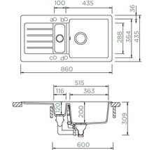 Spüle Schock Typos D-150S U Unterbau 435x860 mm nero-thumb-5