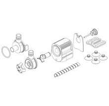 Explosionszeichnung einer Teichpumpe mit Zubehör