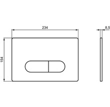 Technische Zeichnung einer Betätigungsplatte mit den Maßen 234 x 154 x 8,5 mm