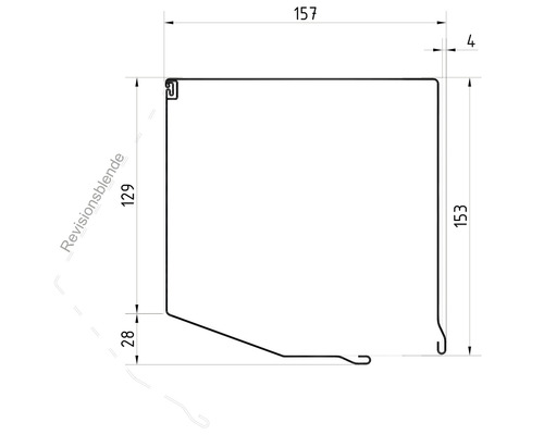 Technische Zeichnung einer Revisionsblende mit Maßangaben