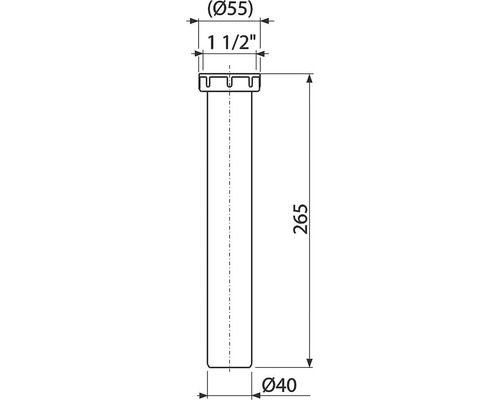 Technische Zeichnung Siphon mit Maßen