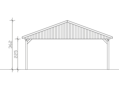 Technische Zeichnung eines Carports mit Maßangaben