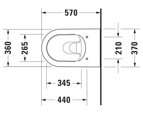 Technische Zeichnung eines Wand-WCs mit Maßangaben