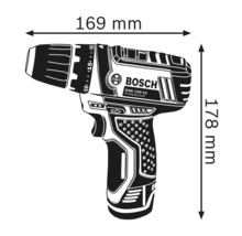 Bosch GSR 12V-15 Professional Akku-Bohrschrauber Maße: 169 mm breit, 178 mm hoch