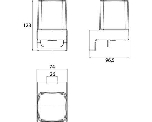 Abmessungen einer Außenleuchte als technische Zeichnung