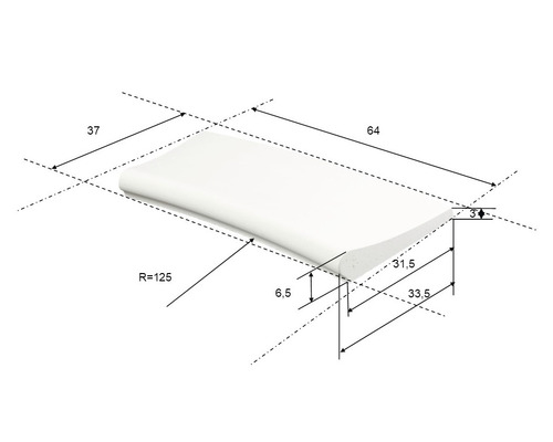 Technische Zeichnung eines Bordprofils mit Maßangaben