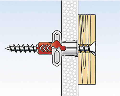 Illustration einer Dübelbefestigung in einer Wand mit Schraube