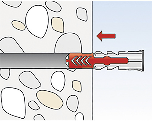 Illustration einer Dübelmontage in einer Wand