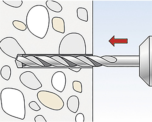 Illustration einer Bohrmaschine beim Bohren in eine Wand