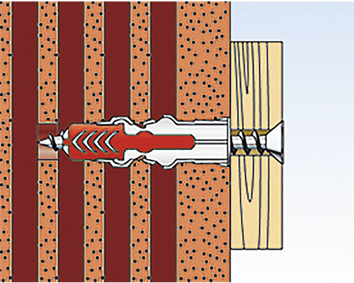Illustration einer Dübelbefestigung in einer Wand