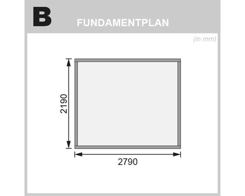 Fundamentplan mit den Maßen 2190 mal 2790 Millimeter