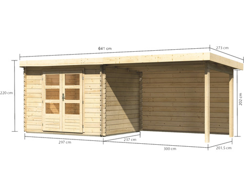 Holzgartenhaus mit Abmessungen