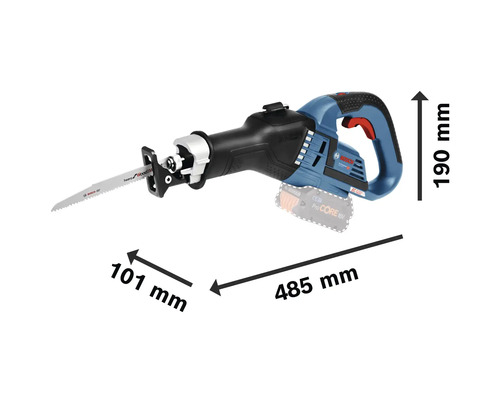 Bosch Akku-Säbelsäge mit Maßangaben